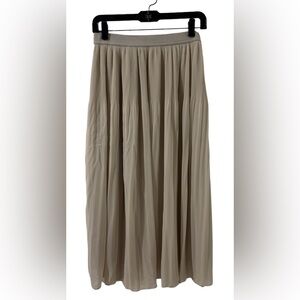 H&M cream pleated midi skirt